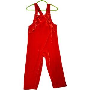 Sz 24 Mos. WONDER NATION Red Stretch Velour One-Piece Overalls